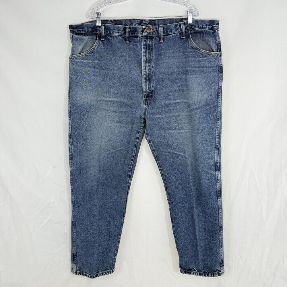 Vtg Men’s Jeans Straight Leg 48x30 Distressed Light Denim Rustler